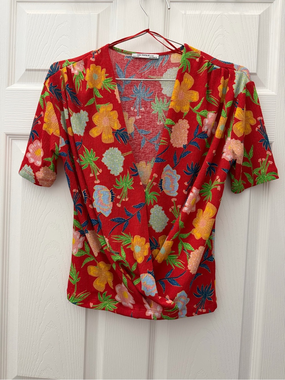 Zara Red Floral Blouse